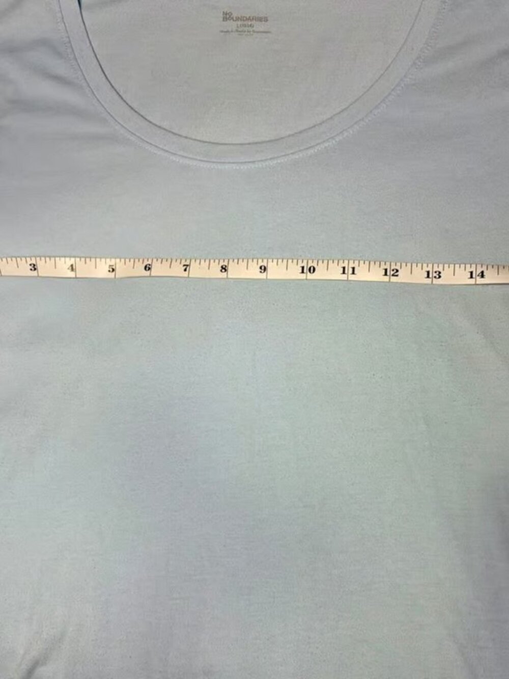 No Boundaries Light Blue Tee Scoop Neck Short Sleeve Basic Top L - Picture 4 of 5